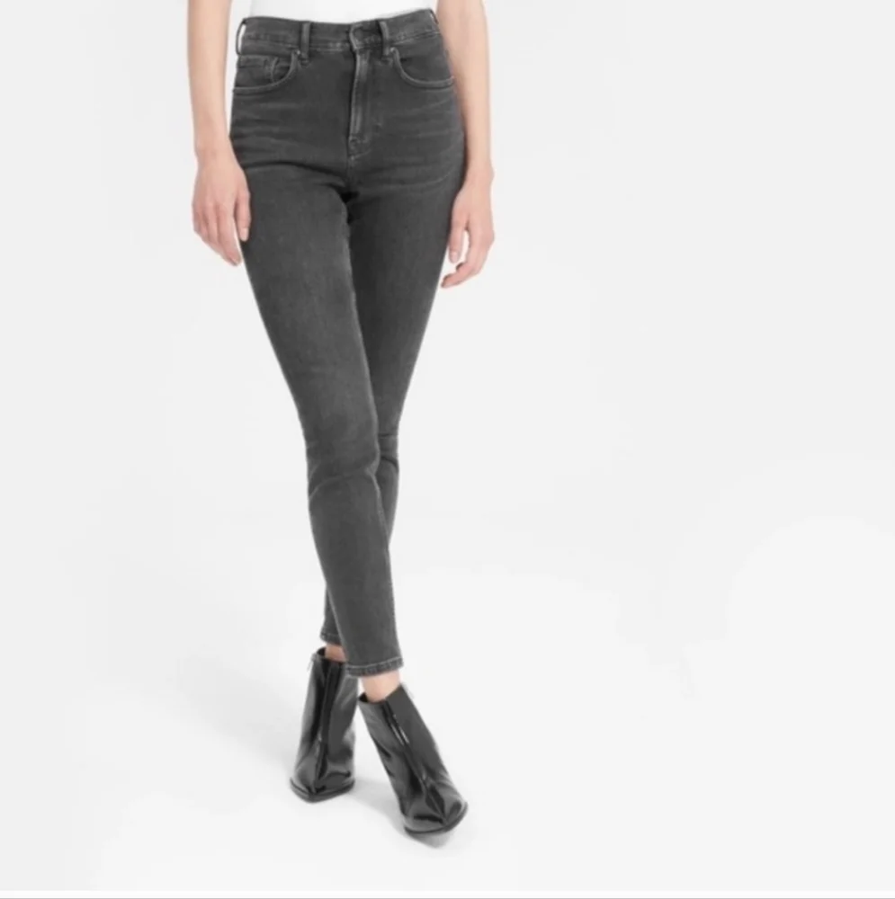 Everlane High Rise Ankle Washed Grey Black Jeans 31